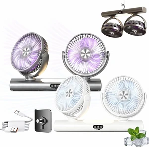 Dual Head Oscillating Ceiling Fan - 2-in-1 USB Desk Fan with Dual Flexible Positioning, 3-Speed Comfort Control, Perfect for Bedrooms, Offices, Apartments, and Small SpacesGrey+White Dual Head Oscillating Ceiling Fan - 2-in-1 USB Desk Fan with Dual Flexible Positioning, 3-Speed Comfort Control, Perfect for Bedrooms, Offices, Apartments, and Small SpacesGrey+White
