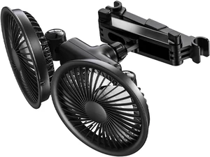 USB Powered Car Fan 3 Speeds and 360 Degree Rotatable Dual Head Vehicle Rear Headrest Fan for Universal Cars SUV Sedan Trucks USB Powered Car Fan 3 Speeds and 360 Degree Rotatable Dual Head Vehicle Rear Headrest Fan for Universal Cars SUV Sedan Trucks