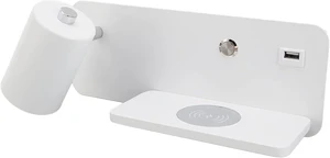 GOTOTOP LED Wall Light Iron Wall Lamp with USB Interface and Wireless Charging GU10 Warm Light 330 Degree and 150 Degree Adjustable Head for Bedroom Living Room Bedside (White Left) GOTOTOP LED Wall Light Iron Wall Lamp with USB Interface and Wireless Charging GU10 Warm Light 330 Degree and 150 Degree Adjustable Head for Bedroom Living Room Bedside (White Left)