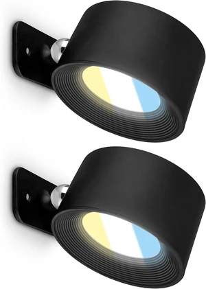 BRILONER - Set of 2 Wall Lights without Power Connection with Battery, Magnetically Removable, 360 Degree Rotation, Dimmable, CCT, Wall Light, Indoor Wall Lamp, Bed Lamp, Reading Lamp, 9 x 7.5 x 4 cm BRILONER - Set of 2 Wall Lights without Power Connection with Battery, Magnetically Removable, 360 Degree Rotation, Dimmable, CCT, Wall Light, Indoor Wall Lamp, Bed Lamp, Reading Lamp, 9 x 7.5 x 4 cm