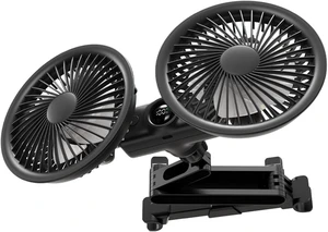 Rechargeable Dual Head Car Fan 3 Speeds 360 Degree Rotatable Vehicle Rear Headrest Fan for Universal Cars SUV Sedan Trucks (Black) Rechargeable Dual Head Car Fan 3 Speeds 360 Degree Rotatable Vehicle Rear Headrest Fan for Universal Cars SUV Sedan Trucks (Black)