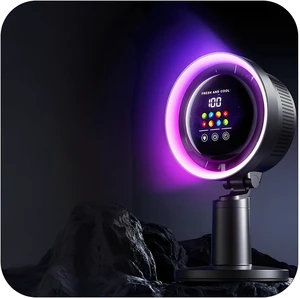 Air Turbo Desktop Fan, USB Rechargeable, 360° Rotation, 45° Tilt, 5500 RPM, 100-Speed Stepless Control, RGB Ambient Light, Sleep Mode, Bladeless Turbo Circulation (Starry Sky Purple) Air Turbo Desktop Fan, USB Rechargeable, 360° Rotation, 45° Tilt, 5500 RPM, 100-Speed Stepless Control, RGB Ambient Light, Sleep Mode, Bladeless Turbo Circulation (Starry Sky Purple)