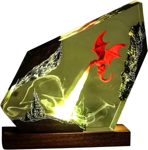 3D Fire Dragon Resin Night Light - Colorful LED Light, Handmade Resin Night Light with USB Port, Designed for Bedroom and Office Use - Wrath of Light Epoxy Resin Light 3D Fire Dragon Resin Night Light - Colorful LED Light, Handmade Resin Night Light with USB Port, Designed for Bedroom and Office Use - Wrath of Light Epoxy Resin Light