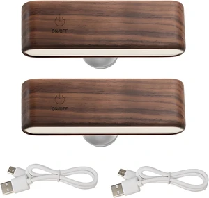 2 Pcs Wood Led Lighting Wall Fixture, Rechargeable Bedside Reading Lamp, Black Walnut, 5 X 1 X 1.5 in / 12.7 X 2.6 X 3.9 Cm, 2600Mah 2 Pcs Wood Led Lighting Wall Fixture, Rechargeable Bedside Reading Lamp, Black Walnut, 5 X 1 X 1.5 in / 12.7 X 2.6 X 3.9 Cm, 2600Mah