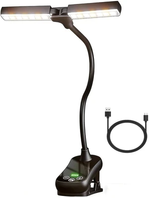 Rechargeable Clip Reading Light 14 LEDs Three Color Modes Eight Level Stepless Dimming Type C Charging Flexible Three Hundred Sixty Degree Arm Lightweight For Reading Piano And Sheet Music Gif Rechargeable Clip Reading Light 14 LEDs Three Color Modes Eight Level Stepless Dimming Type C Charging Flexible Three Hundred Sixty Degree Arm Lightweight For Reading Piano And Sheet Music Gif