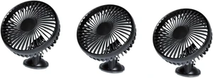 POPETPOP 3 pcs Portable Mini Car Fan USB Charging Low Noise Adjustable Rotation for Summer Cooling Vehicles Black POPETPOP 3 pcs Portable Mini Car Fan USB Charging Low Noise Adjustable Rotation for Summer Cooling Vehicles Black