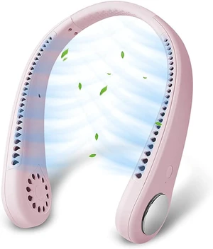 Portable USB Fan, Mini Sport Neck Hanging Fan, Bladeless Hands Free Neckband Fan, 3 Wind Speed for Outdoor Indoor Camping Hiking Running Travel, Personal Air Conditioner in Summer Pink Portable USB Fan, Mini Sport Neck Hanging Fan, Bladeless Hands Free Neckband Fan, 3 Wind Speed for Outdoor Indoor Camping Hiking Running Travel, Personal Air Conditioner in Summer Pink