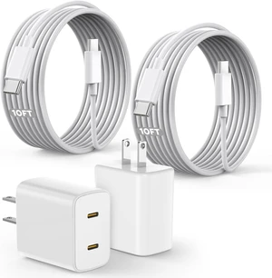 45W Apple 17 16 15 Fast USB C Charge Block, 2-Pack Apple Charger Plug & 10FT Long USB C Cable Cords,iPhone 17 Charger Fast Charging,Compatible with iPhone 17/16/15/Air/Pro/Pro Max/e/Plus/iPad/AirPods 45W Apple 17 16 15 Fast USB C Charge Block, 2-Pack Apple Charger Plug & 10FT Long USB C Cable Cords,iPhone 17 Charger Fast Charging,Compatible with iPhone 17/16/15/Air/Pro/Pro Max/e/Plus/iPad/AirPods