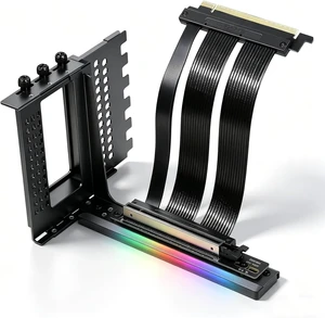 PCIe X16 GEN5 Right Angle Riser Cable PCIe 4.0 and 5.0 with GPU Vertical Mount Bracket for RTX4090,RTX5090D, RX7900XT, RX9070 ATX (16cm GEN5 Black Bracket V3) PCIe X16 GEN5 Right Angle Riser Cable PCIe 4.0 and 5.0 with GPU Vertical Mount Bracket for RTX4090,RTX5090D, RX7900XT, RX9070 ATX (16cm GEN5 Black Bracket V3)
