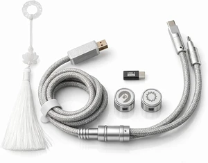 Angry miao Split Dual 8K Gaming Cable AM Edition 1.4m(4.6ft), High-Speed Dual Connection, Low Latency, Compatible with USB Type-C Devices, Durable Mesh Silver-Plated Wire - Silver Orbit Angry miao Split Dual 8K Gaming Cable AM Edition 1.4m(4.6ft), High-Speed Dual Connection, Low Latency, Compatible with USB Type-C Devices, Durable Mesh Silver-Plated Wire - Silver Orbit