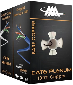 AAA Cables Cat6 Plenum Cable 1000Ft Bare Copper AAA Cables Cat6 Plenum Cable 1000Ft Bare Copper