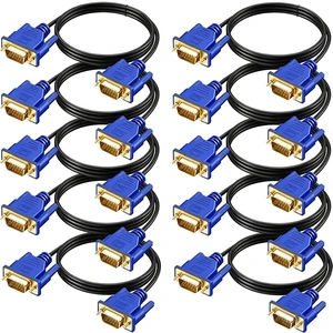 VGA Cable 6FT 10-Pack, 15 Pin Male to Male, 1080P@60Hz Full HD Shielded VGA VGA Cable 6FT 10-Pack, 15 Pin Male to Male, 1080P@60Hz Full HD Shielded VGA
