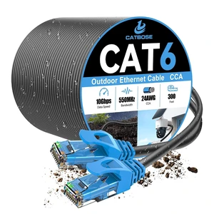 300FT Outdoor Cat6 Ethernet Cable, Heavy Duty Direct Burial, In-Ground, POE, Waterproof, LLDPE UV Resistant, UTP, 24AWG CCA Solid Cord, Network, Internet, LAN, Cat 6 Patch Cable - 300 Feet 300FT Outdoor Cat6 Ethernet Cable, Heavy Duty Direct Burial, In-Ground, POE, Waterproof, LLDPE UV Resistant, UTP, 24AWG CCA Solid Cord, Network, Internet, LAN, Cat 6 Patch Cable - 300 Feet