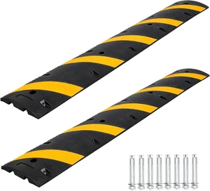 6FT Rubber Speed Bumps with Cable Protector 2 Pack, 66000 Lbs Capacity 6FT Rubber Speed Bumps with Cable Protector 2 Pack, 66000 Lbs Capacity