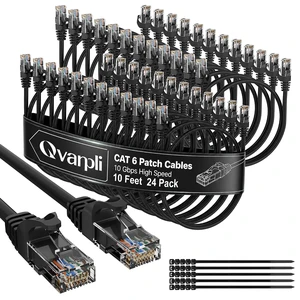 10Gbps Cat 6 Ethernet Cable (10 FT, 24 Pack), Pure Copper Cat6 Patch Cables 10Gbps Cat 6 Ethernet Cable (10 FT, 24 Pack), Pure Copper Cat6 Patch Cables