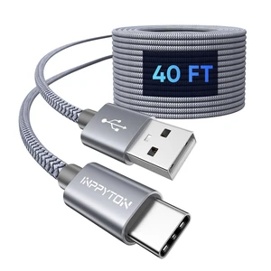 40ft Extra Long USB-C to USB-A 2.0 Cable - Durable Double Nylon Braided Charging Cable for Phone, Tablet, Galaxy, Camera, PS5, Switch & More. NO Data 40ft Extra Long USB-C to USB-A 2.0 Cable - Durable Double Nylon Braided Charging Cable for Phone, Tablet, Galaxy, Camera, PS5, Switch & More. NO Data