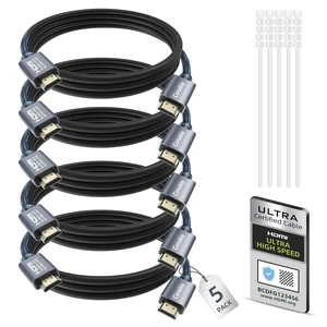 5-Pack 8K HDMI 2.1 Cable 10 FT, Certified Ultra High Speed 48Gbps, Braided 5-Pack 8K HDMI 2.1 Cable 10 FT, Certified Ultra High Speed 48Gbps, Braided