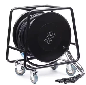 CAT6 8-Channel Stage Snake Cable Reel with Dual Shielding RJ45 XLR-Style Metal Housing Super Flexible Black Sheath 100 Foot CAT6 8-Channel Stage Snake Cable Reel with Dual Shielding RJ45 XLR-Style Metal Housing Super Flexible Black Sheath 100 Foot