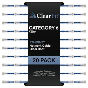 Slim 20 Pack - 14ft Cat6 28AWG Ethernet Patch Cable, Network, Clear Boot, Cat 6 Internet, Data Center Rated, Blue,14 Foot, by UNC Group Slim 20 Pack - 14ft Cat6 28AWG Ethernet Patch Cable, Network, Clear Boot, Cat 6 Internet, Data Center Rated, Blue,14 Foot, by UNC Group