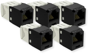 CJ688TGBL Pack of 5 Mini-Com TX6 Plus Cat6 UTP RJ45 TG Toolless Jack Modules, Black, T568A/T568B, PoE+/PoE++ (802.3bt Type 3/4), UL 2043 Plenum Rated CJ688TGBL Pack of 5 Mini-Com TX6 Plus Cat6 UTP RJ45 TG Toolless Jack Modules, Black, T568A/T568B, PoE+/PoE++ (802.3bt Type 3/4), UL 2043 Plenum Rated
