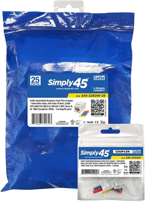 Simply45 Keystone Coupler, Cat5e UTP White, 25-Pack Simply45 Keystone Coupler, Cat5e UTP White, 25-Pack