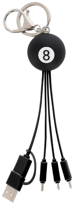 Legami - Multiple Link Up Charging Cable, Theme 8 Ball, with Keychain, 4 USB Charging Cables, Type-C, Micro-USB, Lightning, with USB Type C Adapter, TPE Coated Cable Legami - Multiple Link Up Charging Cable, Theme 8 Ball, with Keychain, 4 USB Charging Cables, Type-C, Micro-USB, Lightning, with USB Type C Adapter, TPE Coated Cable