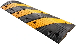 Heavy-Duty Rubber Driveway Cable Protector, Speed Bump with Bolts, Ideal for Gravel and Driveway Use, Safeguards Hoses and Cables from Damage Heavy-Duty Rubber Driveway Cable Protector, Speed Bump with Bolts, Ideal for Gravel and Driveway Use, Safeguards Hoses and Cables from Damage