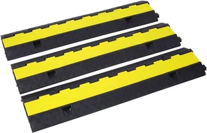 Cable Protector Ramp, 2 Channel Heavy Duty Rubber Wire Cover with PVC Surface, 5500 LBS Load Capacity Cord Protector Speed Bump for Driveway Parking Lot Road Garage Event,3 Packs Cable Protector Ramp, 2 Channel Heavy Duty Rubber Wire Cover with PVC Surface, 5500 LBS Load Capacity Cord Protector Speed Bump for Driveway Parking Lot Road Garage Event,3 Packs