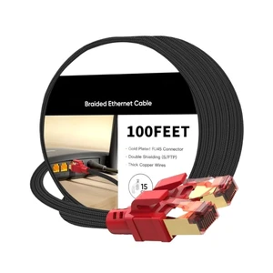 CAT 8 Ethernet Cable 40Gbps Nylon Braided SFTP RJ45 LAN Cable for cat6 Modem Router Gaming PC Xbox(CAT8,30M) CAT 8 Ethernet Cable 40Gbps Nylon Braided SFTP RJ45 LAN Cable for cat6 Modem Router Gaming PC Xbox(CAT8,30M)