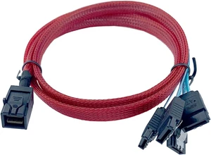 Built-in M~ni SAS Hd SFF-8643 to 4 SATA Storage Hard Drives Red Braided Network Data Cable Server(1m) Built-in M~ni SAS Hd SFF-8643 to 4 SATA Storage Hard Drives Red Braided Network Data Cable Server(1m)