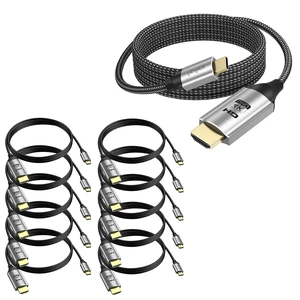 10FT Single & 6FT 10-Pack 4K USB-C to HDMI Cable Bundle - Bulk Solution for Multi-Device Setups & Long Reach (4K@30Hz, Thunderbolt 4/3 Compatible, MacBook, iPhone, Surface, Galaxy) 10FT Single & 6FT 10-Pack 4K USB-C to HDMI Cable Bundle - Bulk Solution for Multi-Device Setups & Long Reach (4K@30Hz, Thunderbolt 4/3 Compatible, MacBook, iPhone, Surface, Galaxy)