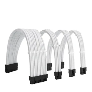 ATX Case Computer Power Extension Cord Nylon Braided Mesh Curved Wire 4-Piece Set 18AWG Tinned Copper Wire 24 Pin PCI-E 8 Pin(Kit D White) ATX Case Computer Power Extension Cord Nylon Braided Mesh Curved Wire 4-Piece Set 18AWG Tinned Copper Wire 24 Pin PCI-E 8 Pin(Kit D White)