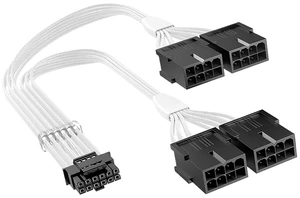 340mm 16(12+4) Pin Male to 3x8(6+2) Pin Female Sleeved PCI-e 5.0 Extension Cable for GPU 3090Ti 4070Ti 4080 4090(12and4to4X8P-Wh) 340mm 16(12+4) Pin Male to 3x8(6+2) Pin Female Sleeved PCI-e 5.0 Extension Cable for GPU 3090Ti 4070Ti 4080 4090(12and4to4X8P-Wh)