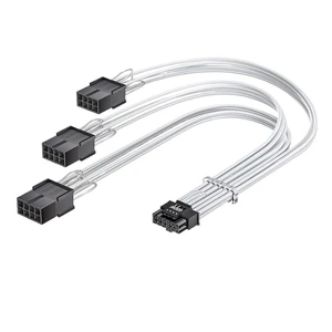 340mm 16(12+4) Pin Male to 3x8(6+2) Pin Female Sleeved PCI-e 5.0 Extension Cable for GPU 3090Ti 4070Ti 4080 4090(12and4to3X8P-Wh) 340mm 16(12+4) Pin Male to 3x8(6+2) Pin Female Sleeved PCI-e 5.0 Extension Cable for GPU 3090Ti 4070Ti 4080 4090(12and4to3X8P-Wh)