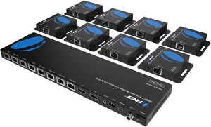OREI 1x8 HDMI Extender Splitter Multiple Over Single Cable CAT6/7 1080P with IR Remote EDID Management - Up to 165 Ft - Loop Out - Low Latency - Full Support OREI 1x8 HDMI Extender Splitter Multiple Over Single Cable CAT6/7 1080P with IR Remote EDID Management - Up to 165 Ft - Loop Out - Low Latency - Full Support