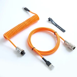 GUNMJO Pro Custom Premium Coiled USB C Cable for Gaming Keyboard, Double-Sleeved Mechanical Keyboard Cable with Detachable Metal Aviator, 1.5M USB-C to USB-A, Brilliant Orange Color GUNMJO Pro Custom Premium Coiled USB C Cable for Gaming Keyboard, Double-Sleeved Mechanical Keyboard Cable with Detachable Metal Aviator, 1.5M USB-C to USB-A, Brilliant Orange Color