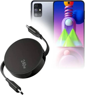 BoxWave Cable Compatible with Samsung Galaxy M42 - PD miniSync (240W), Retractable PD 240W Portable USB Type-C Cable - Jet Black BoxWave Cable Compatible with Samsung Galaxy M42 - PD miniSync (240W), Retractable PD 240W Portable USB Type-C Cable - Jet Black