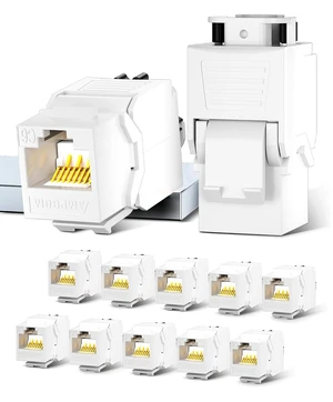 AMPCOM CAT6A UTP RJ45 Keystone Jack 50u Gold Plating Reusable Ethernet Wall Jack with Adjustable Ratchet Lock (No Tool and Zip Tie Required) - White (12-Pack) AMPCOM CAT6A UTP RJ45 Keystone Jack 50u Gold Plating Reusable Ethernet Wall Jack with Adjustable Ratchet Lock (No Tool and Zip Tie Required) - White (12-Pack)
