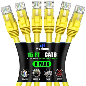 Maximm Cat 6 Ethernet Cable 15 Ft, (6-Pack) Cat6 Cable, LAN Cable, Internet Cable and Network Cable - UTP (Yellow) Maximm Cat 6 Ethernet Cable 15 Ft, (6-Pack) Cat6 Cable, LAN Cable, Internet Cable and Network Cable - UTP (Yellow)