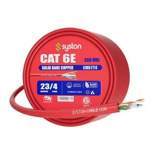 Syston Cat 6E Ethernet Cable Bulk Red 100 FT, 23 AWG Solid Copper UTP, CMR Syston Cat 6E Ethernet Cable Bulk Red 100 FT, 23 AWG Solid Copper UTP, CMR