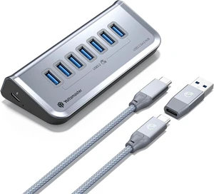 Yottamaster 7-in-1 USB C Hub, 10Gbps USB 3.2 Gen 2 Desktop Hub with 7 USB-A Data Ports, 1.6ft 2-in-1 USB-C/A Cable, Angled USB Splitter for PC, Laptop, Mac mini, MacBook, iMac(Not Support Charging) Yottamaster 7-in-1 USB C Hub, 10Gbps USB 3.2 Gen 2 Desktop Hub with 7 USB-A Data Ports, 1.6ft 2-in-1 USB-C/A Cable, Angled USB Splitter for PC, Laptop, Mac mini, MacBook, iMac(Not Support Charging)