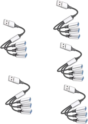 OSALADI 5pcs USB Way Cable Cable Splitter Male to Female USB Splitter Hub for Laptop Portable Power Adapter OSALADI 5pcs USB Way Cable Cable Splitter Male to Female USB Splitter Hub for Laptop Portable Power Adapter