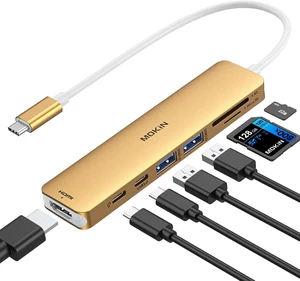 USB C Hub HDMI Adapter for MacBook Pro/Air, MOKiN 7 in 1 USB C Dongle with HDMI, SD/TF Card Reader, USB C Data Port,100W PD, and 2 USB 3.0 Compatible for MacBook Pro/Air, Dell XPS, Lenovo Thinkpad. USB C Hub HDMI Adapter for MacBook Pro/Air, MOKiN 7 in 1 USB C Dongle with HDMI, SD/TF Card Reader, USB C Data Port,100W PD, and 2 USB 3.0 Compatible for MacBook Pro/Air, Dell XPS, Lenovo Thinkpad.