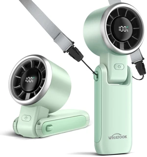 WHATOOK Portable Handheld Turbo Fan: Mini Fans with 5 Gear Wind, 4000mAh Battery Operated Rechargeable, Up to 12 Working Hours, 3 IN 1 Hand Fans for Outdoor, Travel, Working, Shopping (Green) WHATOOK Portable Handheld Turbo Fan: Mini Fans with 5 Gear Wind, 4000mAh Battery Operated Rechargeable, Up to 12 Working Hours, 3 IN 1 Hand Fans for Outdoor, Travel, Working, Shopping (Green)