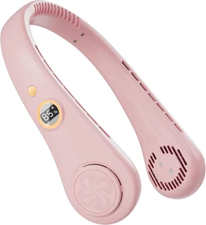 CHARGEWORX Wearable and Portable Neck Fan, Quiet USB-Rechargeable Bladeless Fan for Travel, Camping, and More, Built-in 4,000 mAh Battery and LCD Display, 5 Speeds, Hands-Free Design, Pink CHARGEWORX Wearable and Portable Neck Fan, Quiet USB-Rechargeable Bladeless Fan for Travel, Camping, and More, Built-in 4,000 mAh Battery and LCD Display, 5 Speeds, Hands-Free Design, Pink