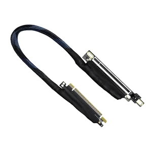 Braided PCIe 5.0 X16 Graphics Card Extender 270 Degree Bend Extension Cable Metal Connectors Shielded Line Braided PCIe 5.0 X16 Graphics Card Extender 270 Degree Bend Extension Cable Metal Connectors Shielded Line