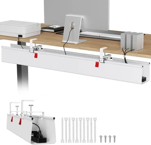 Univivi No Drill Cable Management Tray Under Desk,White,48 Inch Univivi No Drill Cable Management Tray Under Desk,White,48 Inch
