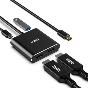 USB C to Dual HDMI Adapter 4K@60Hz PD100W, 4 in 1 USB Type C to 2 HDMI, HDMI Splitter Extended Mode, HDMI Splitter for Extended Display Compatible for MacBook,Nintendo Switch,Thunderbolt 3/4 USB C to Dual HDMI Adapter 4K@60Hz PD100W, 4 in 1 USB Type C to 2 HDMI, HDMI Splitter Extended Mode, HDMI Splitter for Extended Display Compatible for MacBook,Nintendo Switch,Thunderbolt 3/4