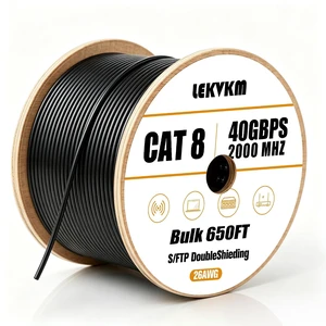 Cat8 Ethernet Cable 650FT LEKVKM S/FTP Outdoor&Indoor Heavy Duty High Speed Cat8 LAN Network Cable 40Gbps 2000Mhz with Gold Plated RJ45 Connector Weatherproof Resistant for PC Black Cat8 Ethernet Cable 650FT LEKVKM S/FTP Outdoor&Indoor Heavy Duty High Speed Cat8 LAN Network Cable 40Gbps 2000Mhz with Gold Plated RJ45 Connector Weatherproof Resistant for PC Black
