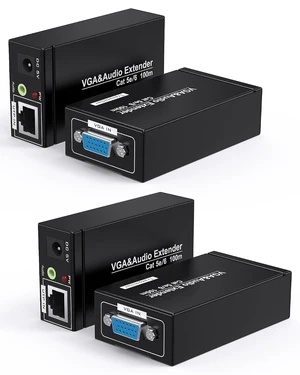 2 Pack VGA Extender Over Cat6 Cat5e up to 328ft / 100M 2 Pack VGA Extender Over Cat6 Cat5e up to 328ft / 100M